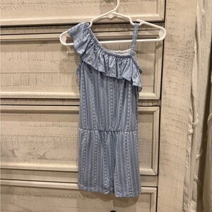 Little Sleepies Blue Bali Stripes ruffle asymmetrical Romper 18-24 mo